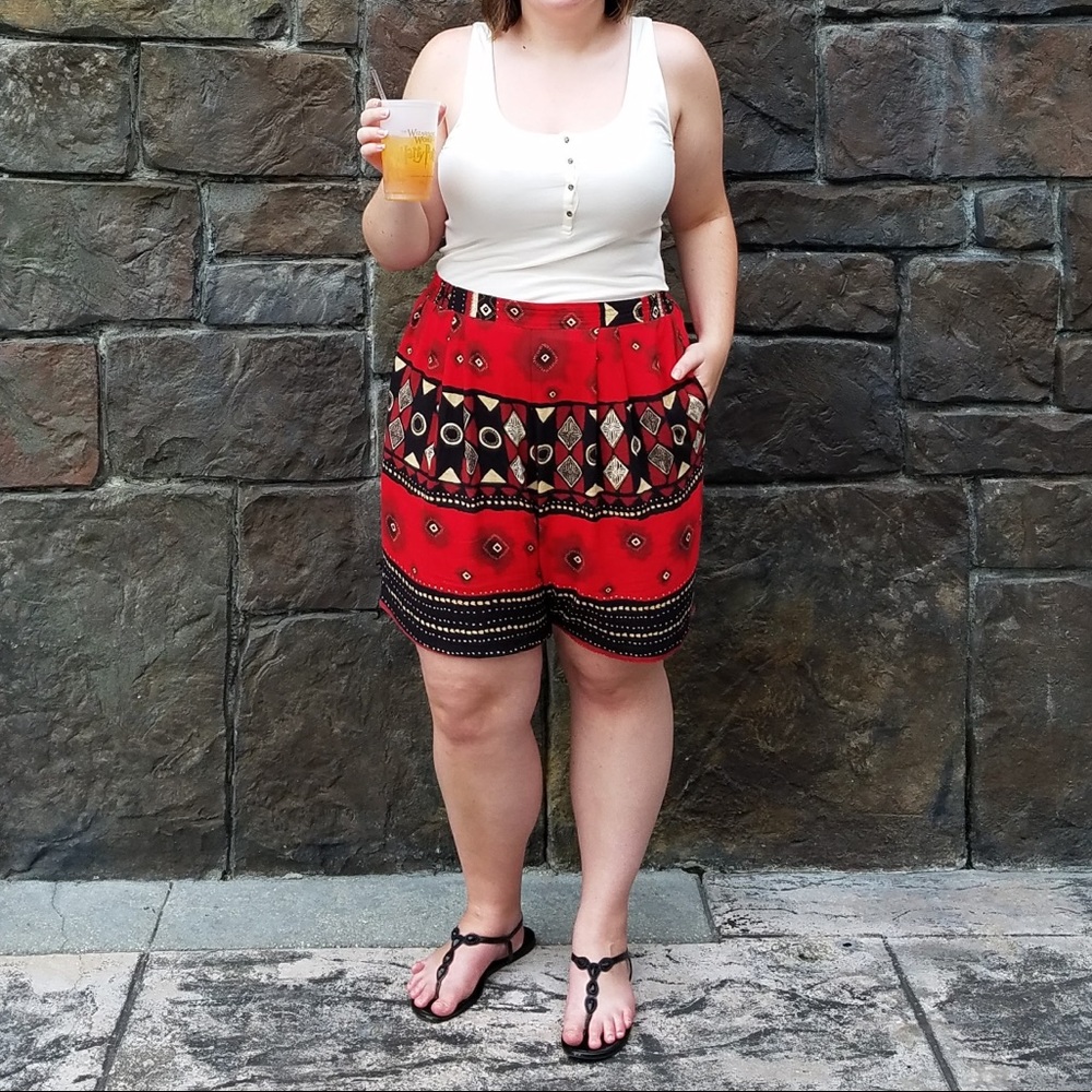 Stacey Michaels Red Patterned Shorts